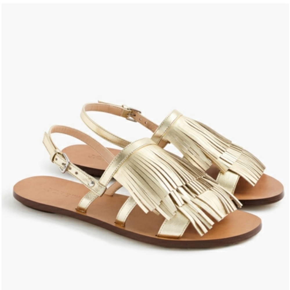 J. CREW Gold Fringe Sandals with Slingback
